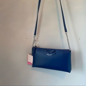 Kate Spade Navy Leather Sawyer Street Declan Crossbody Purse Bag in riv…